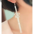 thumbnail image 1 of Grandest Birch Women\'s Rhinestone Pentacle Star Drop Long Tassels Chain Hook Dangle Linear Earrings Rhinestone, Alloy Silver, 1 of 7