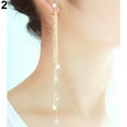 thumbnail image 1 of Grandest Birch Women\'s Rhinestone Super Long Tassels Drop Dangle Cocktail Party Linear Earrings Rhinestone Gold, 1 of 6