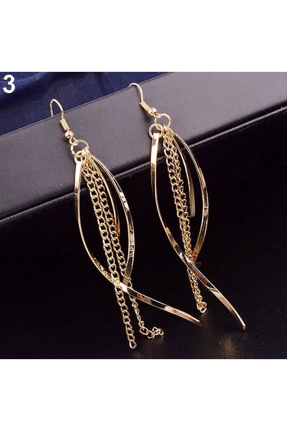 Women\'s Vintage Elegant Alloy Long Tassels Chain Drop Hook Dangle Earrings Jewelry Alloy Gold