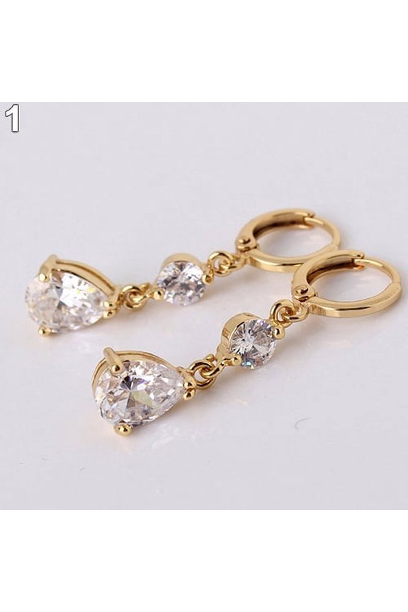 Women's Water Drop Shape Cubic Rhinestone Dangling Earrings Eardrops Alloy, Rhinestone Gold