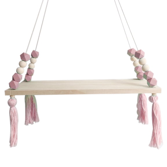 Grandest Birch Wooden Board Beads Tassels Storage Shelf Children Room Home Wall Hanging Decor Hanging Design Tassels Beads Decor W