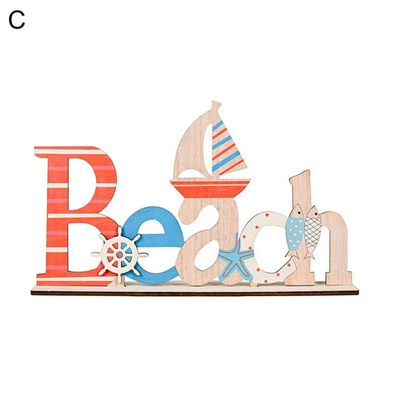 Grandest Birch Wooden Ornaments Letter Pattern Shooting Props Wood Beach Ocean Decorative Plaque for Home Delicate Ornamental Mult