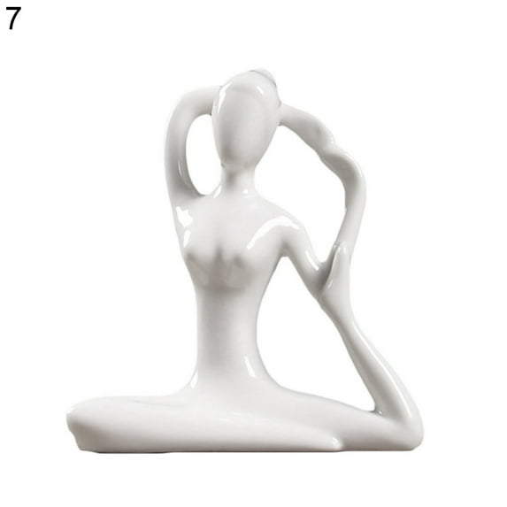 Grandest Birch Yoga Figurine Handcrafted Smooth Surface Ceramic Meditation Decoration Yoga Posture Statue for Living Room Smooth M