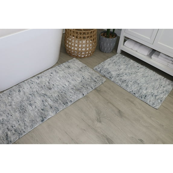 HOME WEAVERS Grandeur 2-Piece Microfiber Bath Rug Set, 17x24 & 22x60 Runner, Non-Slip, Ultra-Absorbent, Quick-Dry, Grey