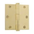 thumbnail image 1 of grandeur hardware 819972 3.5" button tip residential hinge with square corners in polished brass, 3.5" x 3.5", 1 of 7