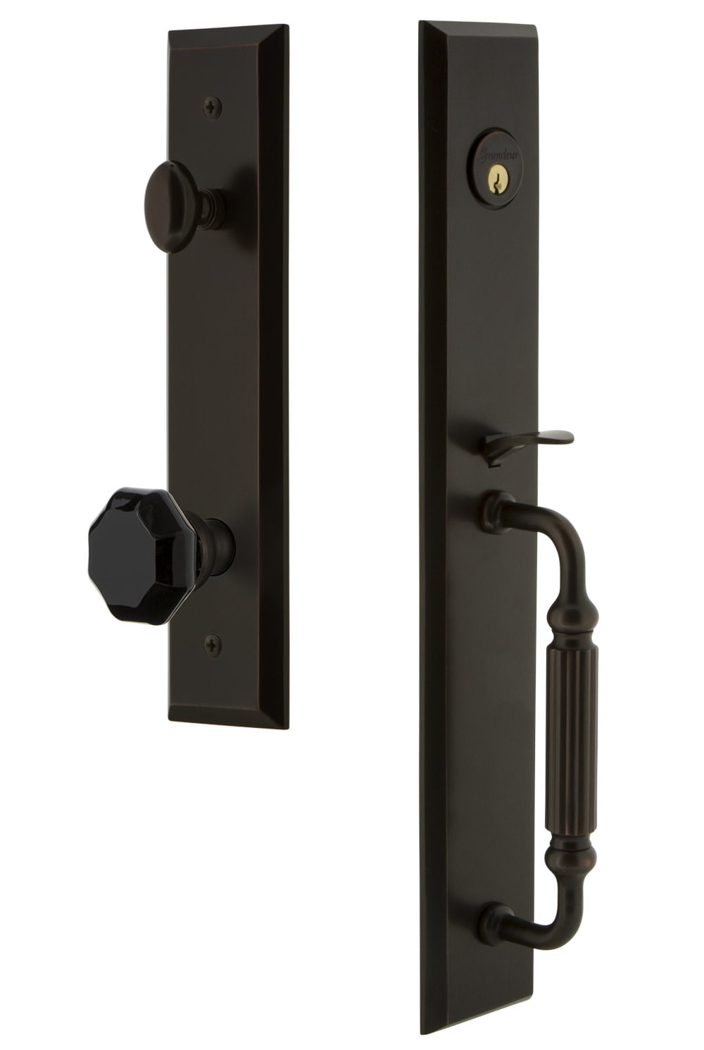 Grandeur 852423 Fifth Avenue Solid Brass Rose Dummy Full Plate 'F' Grip Handleset - Bronze