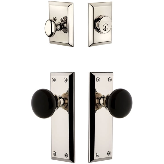 Grandeur 5th Avenue Plate Single Cylinder Knob Combo Pack with Coventry Knob and matching Deadbolt