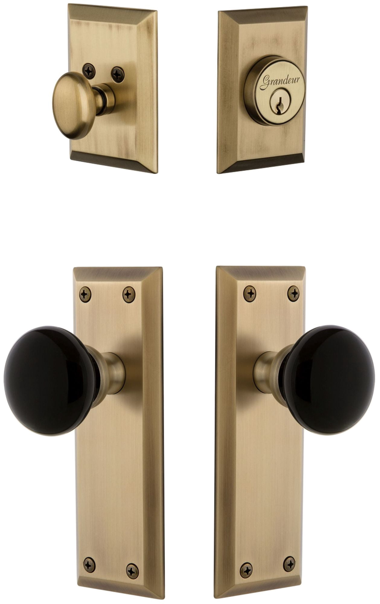 Grandeur 853346 Fifth Avenue Solid Brass Rose Single Cylinder Keyed Entry Deadbolt And