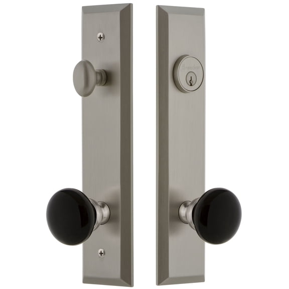 Grandeur 5th Avenue Tall Plate Single Cylinder One Piece Knobset with Coventry Knob