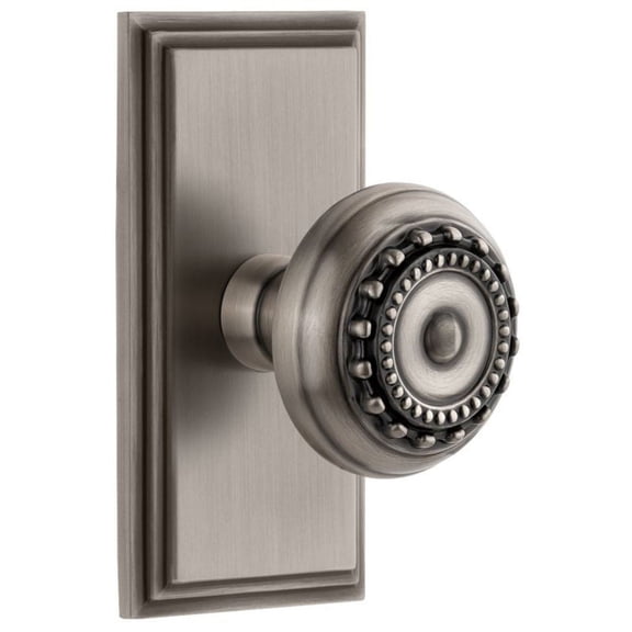 Grandeur 825393 Carre Solid Brass Rose Privacy Door Knob Set - Grey