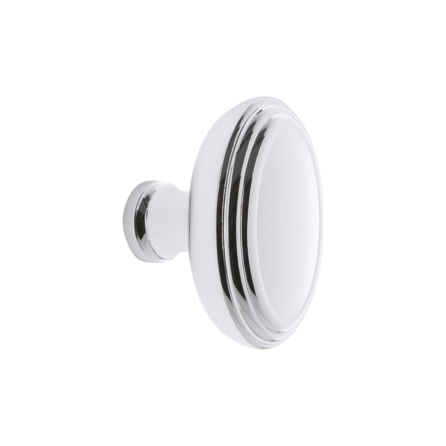 Grandeur 853603 Anneau 1-3/4" Solid Brass Classic Flat Oval Cabinet Knob - Chrome