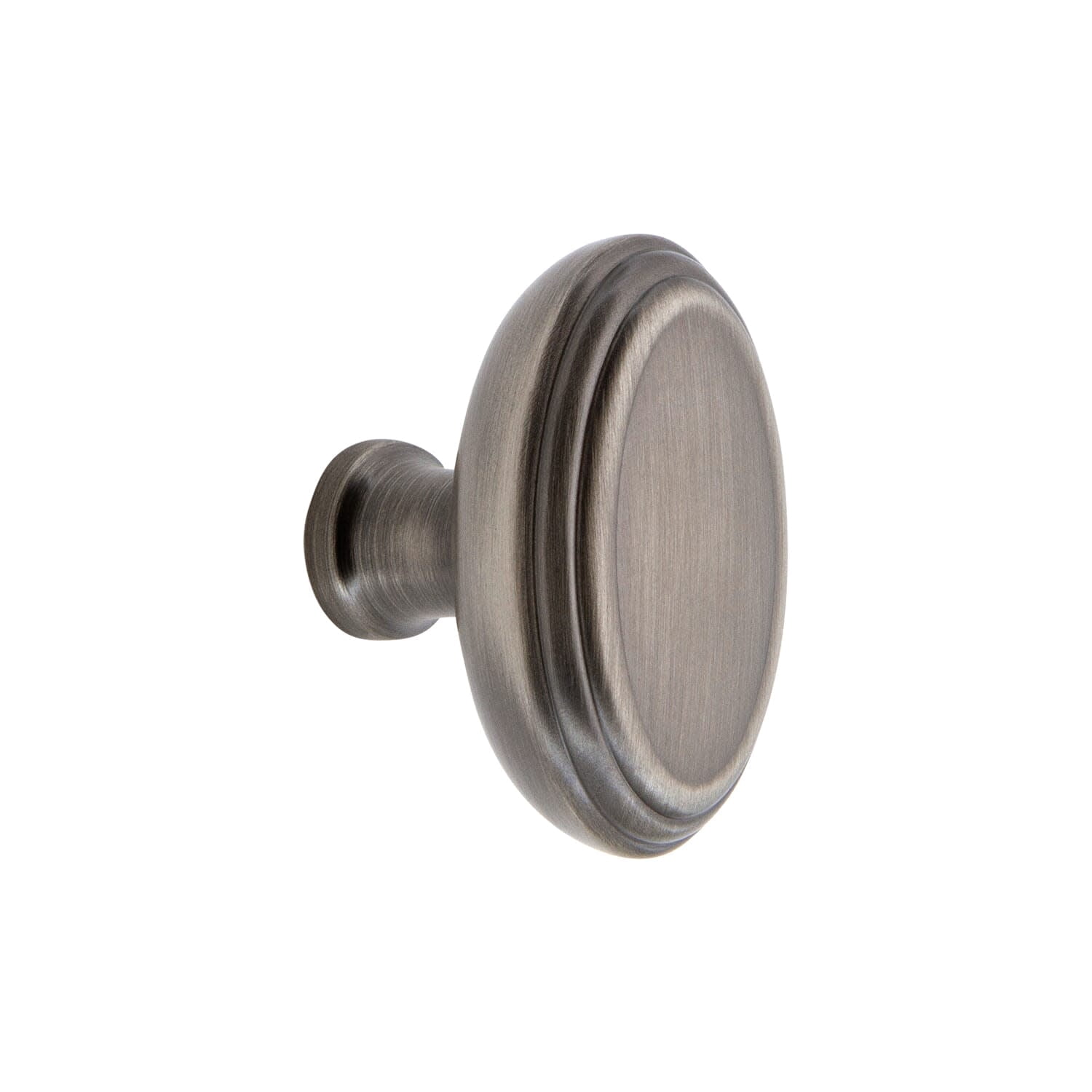 Grandeur 853601 Anneau 1-3/4" Solid Brass Classic Flat Oval Cabinet Knob - Grey