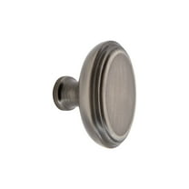 Grandeur Anne-Brass-Knob Anneau 1-3/4" Solid Brass Classic Flat Oval Cabinet Knob - Grey