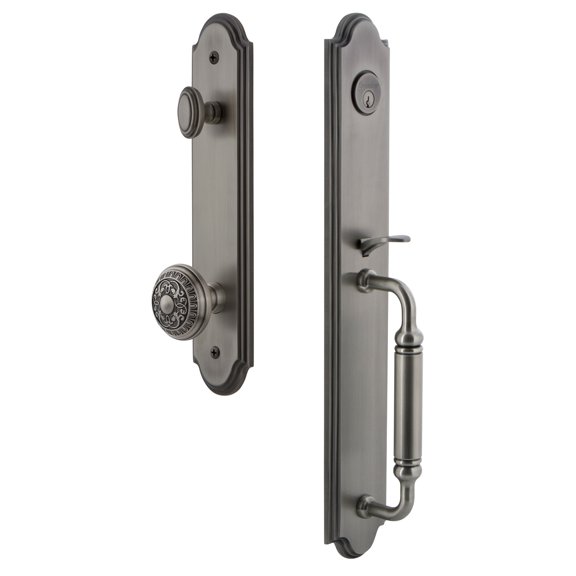 Grandeur 848770 Arc Solid Brass Rose Dummy Full Plate "C" Grip Handleset - Grey