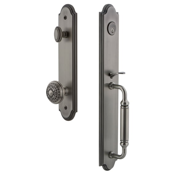 Grandeur 848770 Arc Solid Brass Rose Dummy Full Plate "C" Grip Handleset - Grey