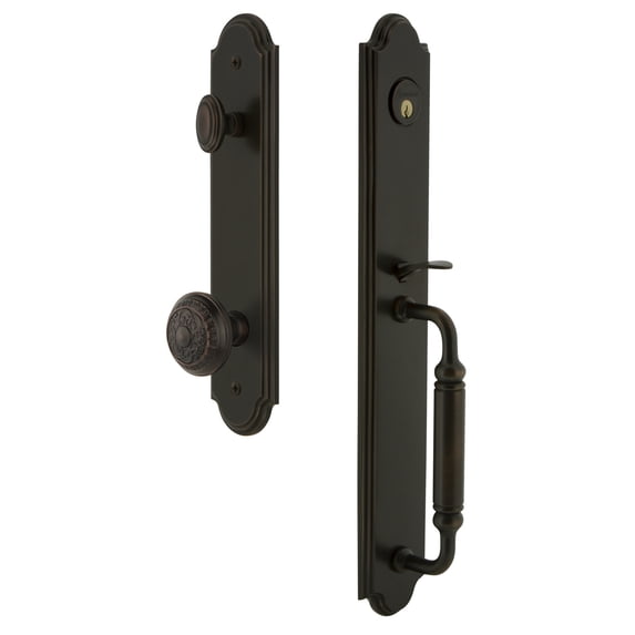 Grandeur 842133 Arc Solid Brass Rose Keyed Entry Single Cylinder Full Plate "C" Grip