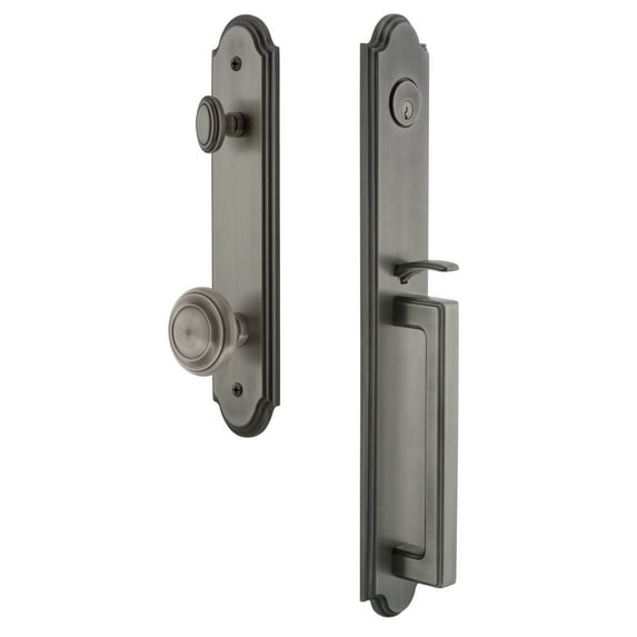 Grandeur 848522 Arc Solid Brass Rose Dummy Full Plate "D" Grip Handleset - Grey
