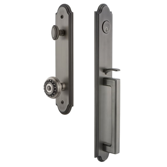 Grandeur 848672 Arc Solid Brass Rose Dummy Full Plate "D" Grip Handleset - Grey