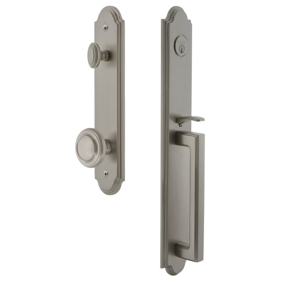 Grandeur 843859 Arc Solid Brass Rose Keyed Entry Single Cylinder Full Plate "D" Grip