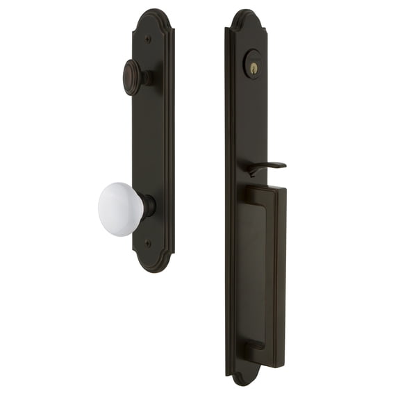 Grandeur Arc D Grip Single Cylinder Handleset with Hyde Park Knob