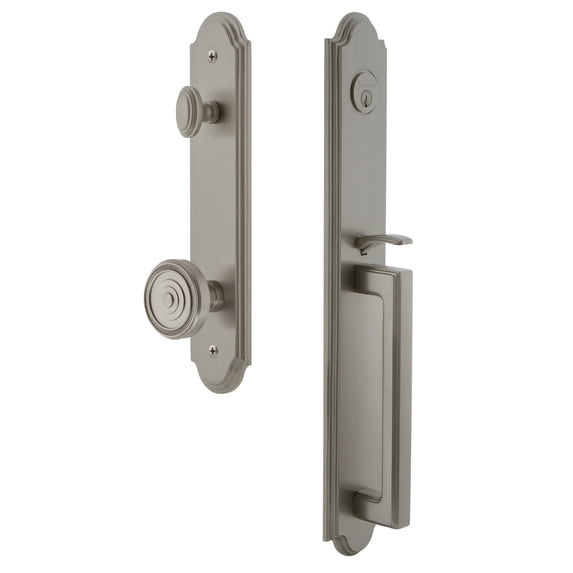 Grandeur 844338 Arc Solid Brass Rose Keyed Entry Single Cylinder Full Plate "D" Grip