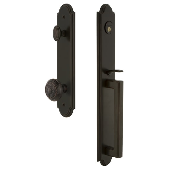 Grandeur Arc D Grip Single Cylinder Handleset with Windsor Knob