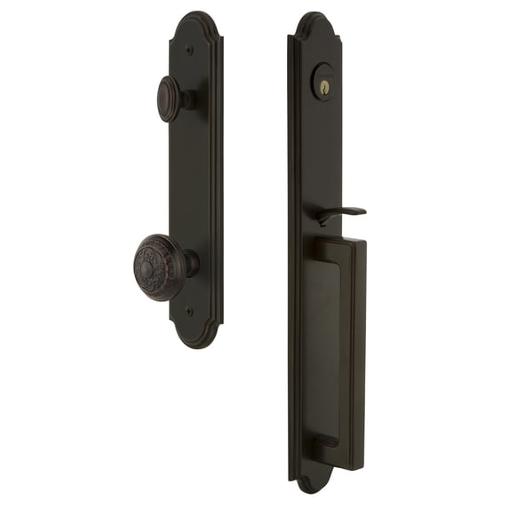 Grandeur Arc D Grip Single Cylinder Handleset with Windsor Knob