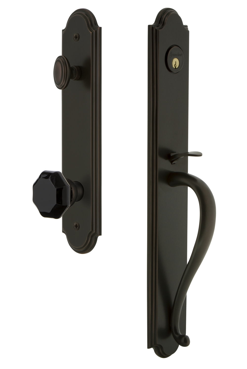 Grandeur Arcsgrlyo_Esetd_Na Arc Solid Brass Rose Dummy Full Plate 'S' Grip Handleset -