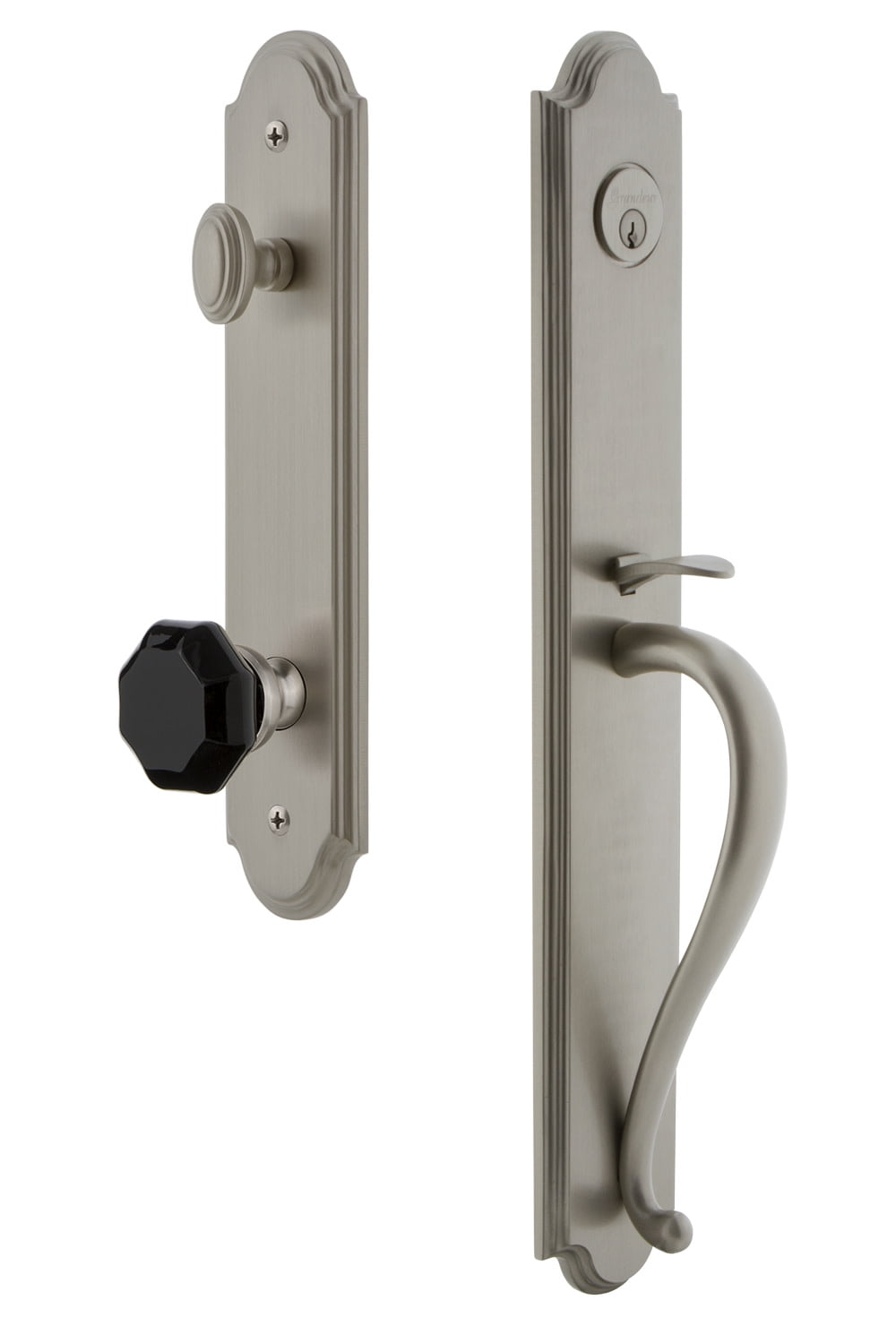Grandeur 852377 Arc Solid Brass Rose Dummy Full Plate 'S' Grip Handleset - Nickel
