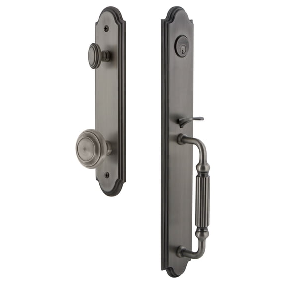 Grandeur Arcfgrcir_Esetd_Na Arc Solid Brass Rose Dummy Full Plate "F" Grip Handleset -