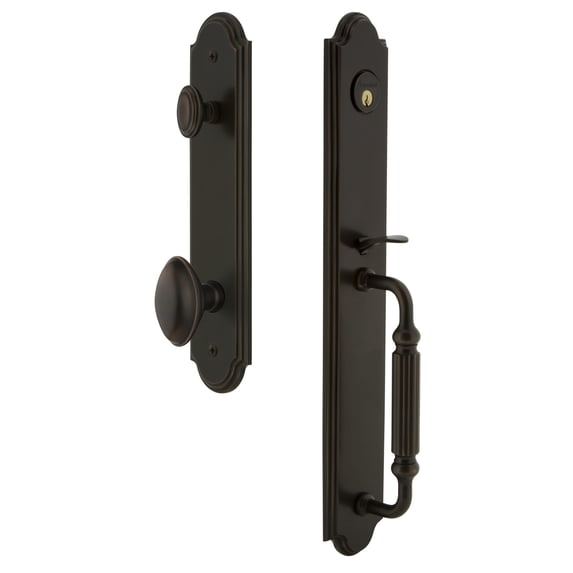 Grandeur Arc F Grip Single Cylinder Handleset with Eden Prairie Knob