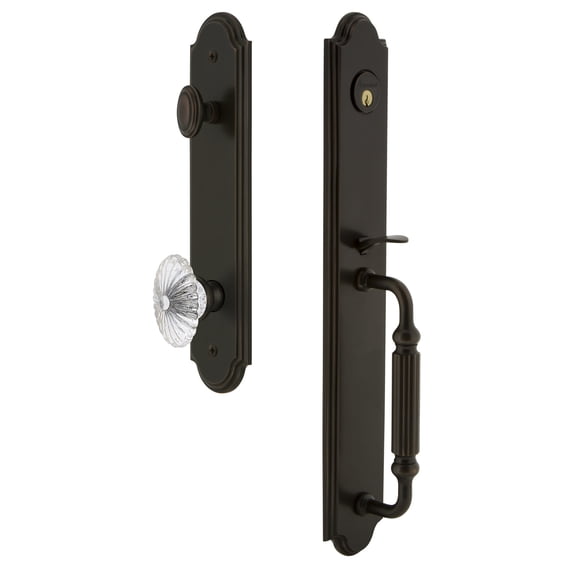 Grandeur 843755 Arc Solid Brass Rose Keyed Entry Single Cylinder Full Plate "F" Grip