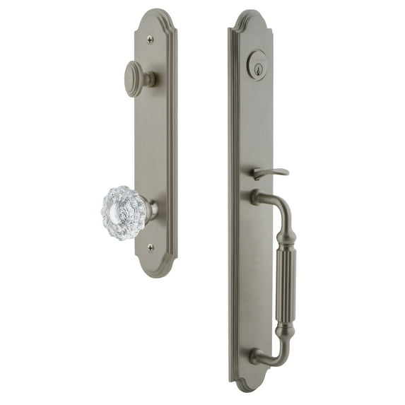Grandeur 844402 Arc Solid Brass Rose Keyed Entry Single Cylinder Full Plate "F" Grip