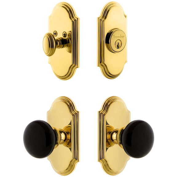 Grandeur Arc Plate Single Cylinder Knob Combo Pack with Coventry Knob and matching Deadbolt