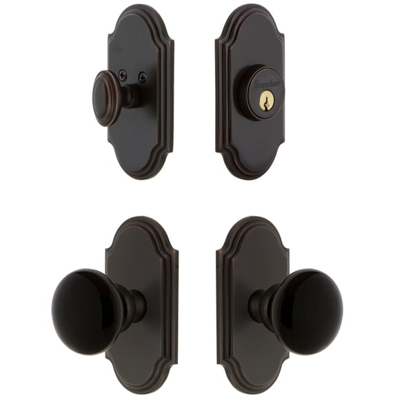 Grandeur Arccov_Sp_Eset_234 Arc Solid Brass Rose Single Cylinder Keyed Entry Deadbolt And