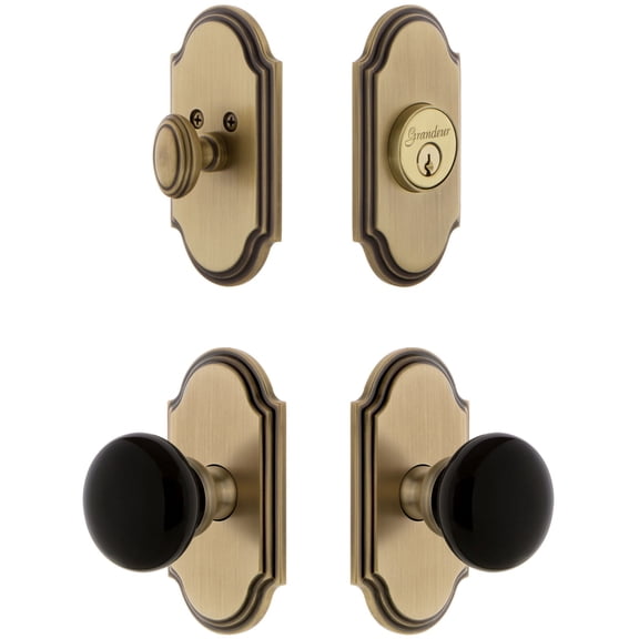 Grandeur Arc Plate Single Cylinder Knob Combo Pack with Coventry Knob and matching Deadbolt