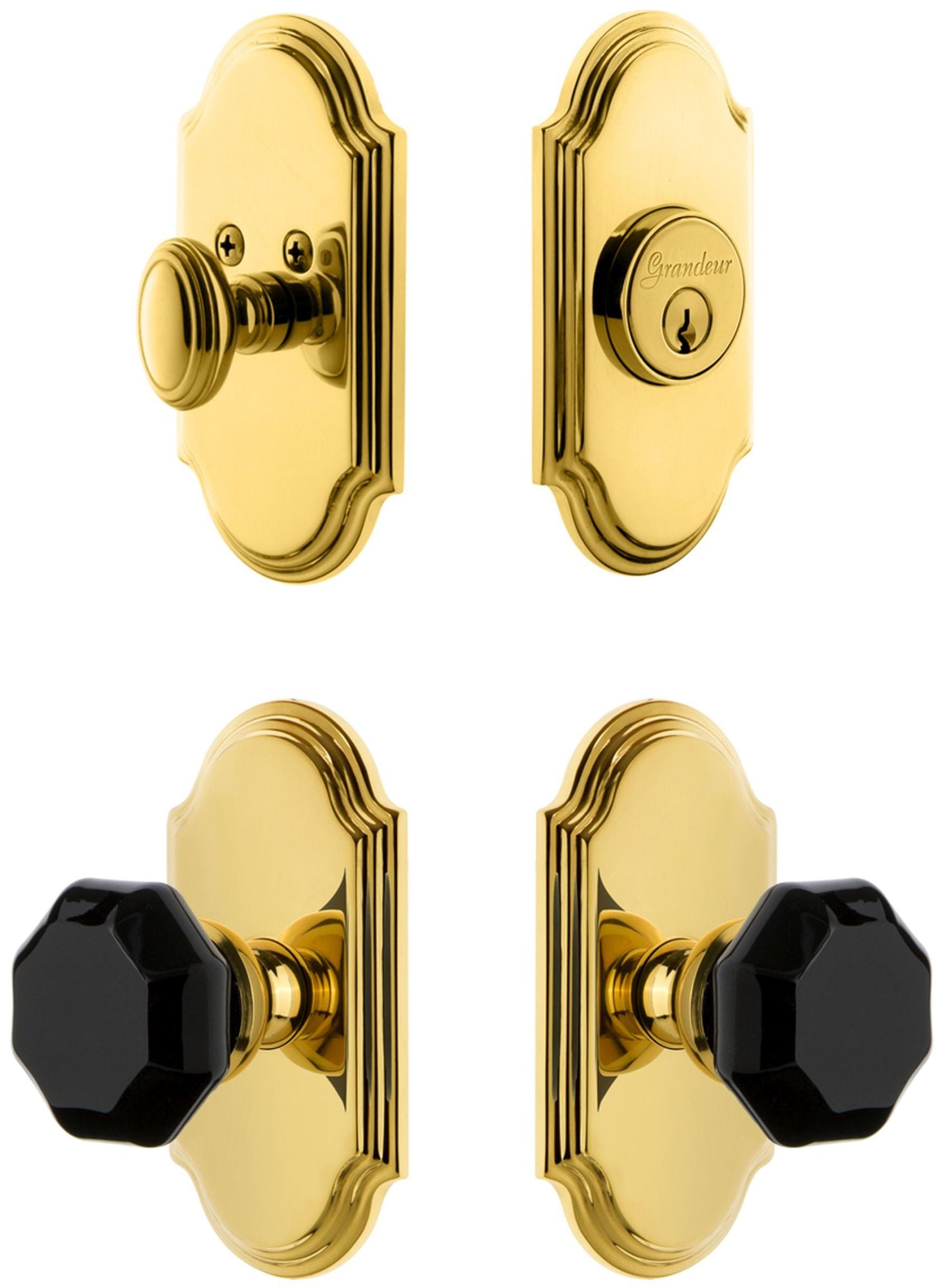 Grandeur 851097 Arc Solid Brass Rose Single Cylinder Keyed Entry Deadbolt And Knobset