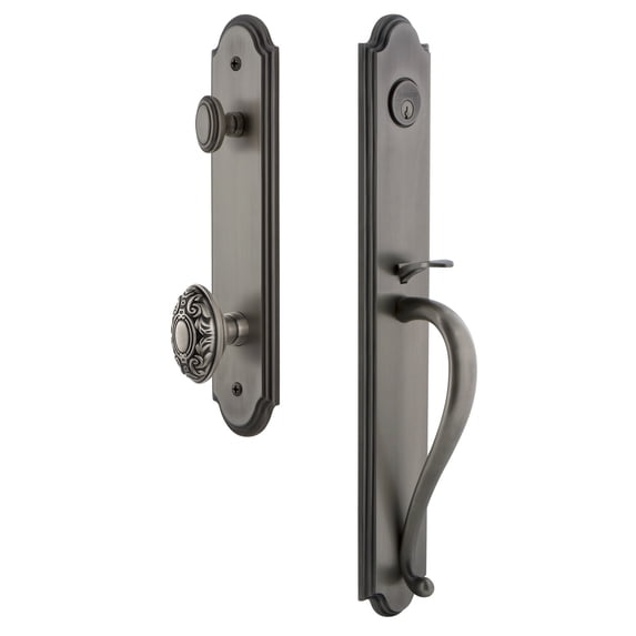 Grandeur 848618 Arc Solid Brass Rose Dummy Full Plate 'S' Grip Handleset - Grey