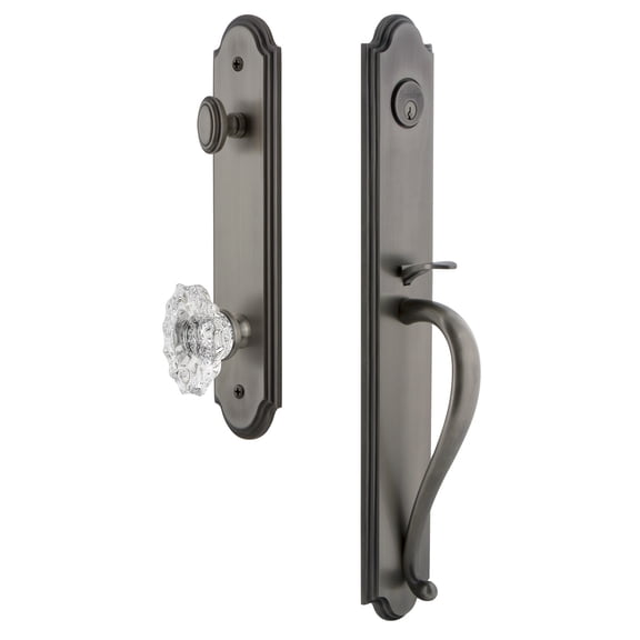 Grandeur 843543 Arc Solid Brass Rose Keyed Entry Single Cylinder Full Plate "S" Grip
