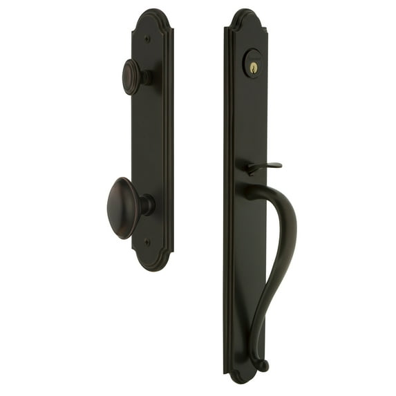 Grandeur Arc S Grip Single Cylinder Handleset with Eden Prairie Interior Knob