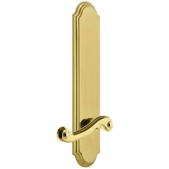 Grandeur 836620 Arc Solid Brass Tall Plate Rose Right Handed Dummy Door Lever - Brass