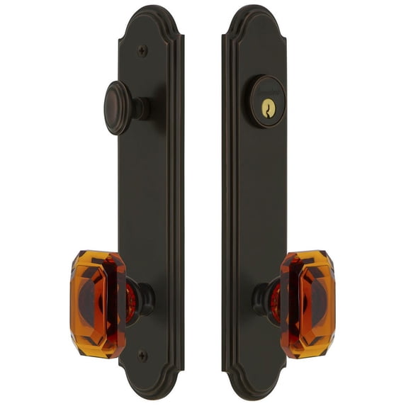 Grandeur 839301 Arc Solid Brass Tall Plate Single Cylinder Keyed Entry Set - Bronze