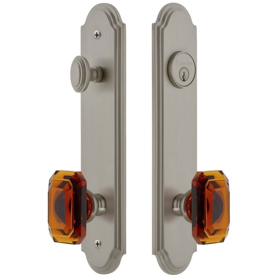 Grandeur 839297 Arc Solid Brass Tall Plate Single Cylinder Keyed Entry Set - Nickel