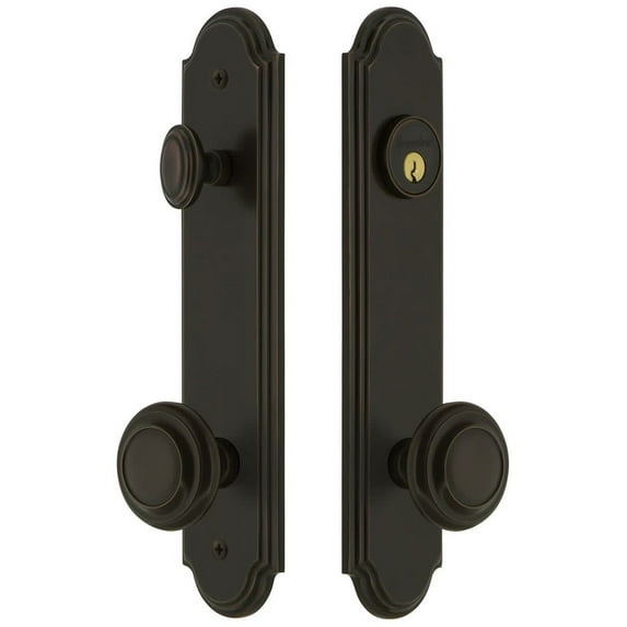 Grandeur Arccir_Tp_Eset_234 Arc Solid Brass Tall Plate Single Cylinder Keyed Entry Set -