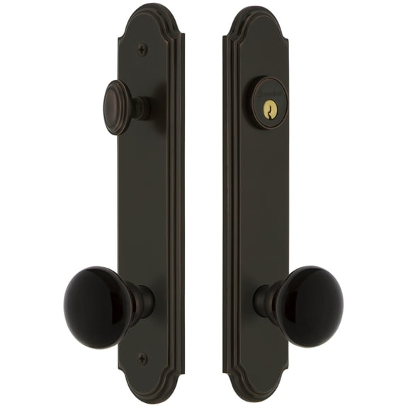 Grandeur 854180 Arc Solid Brass Rose Tall Plate Single Cylinder Keyed Entry Door Knob Set