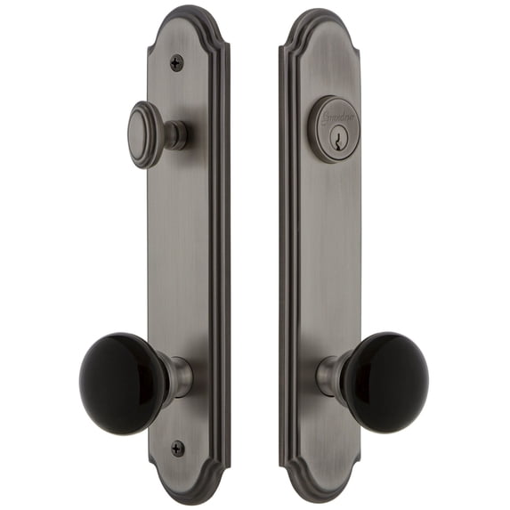 Grandeur Arc Tall Plate Single Cylinder One Piece Knobset with Coventry Knob