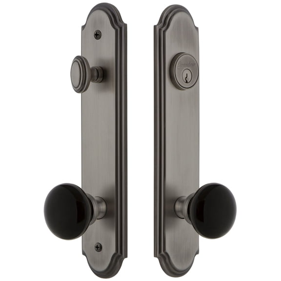 Grandeur 854168 Arc Solid Brass Rose Tall Plate Single Cylinder Keyed Entry Door Knob Set