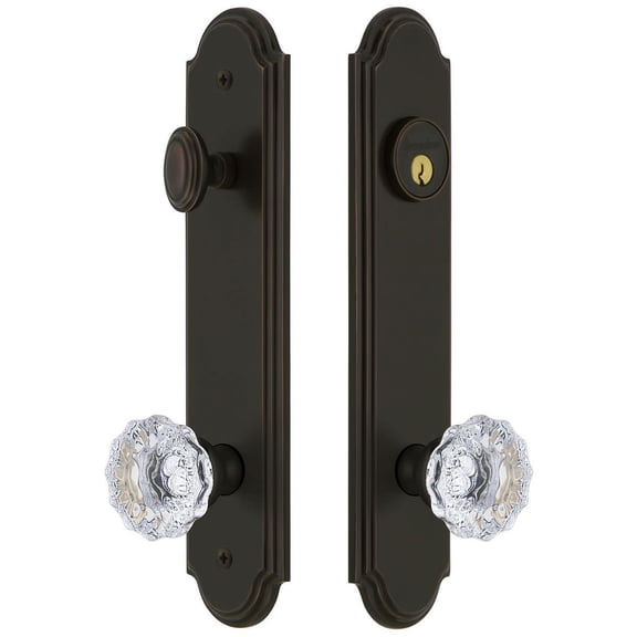 Grandeur 839623 Arc Solid Brass Tall Plate Single Cylinder Keyed Entry Set - Bronze