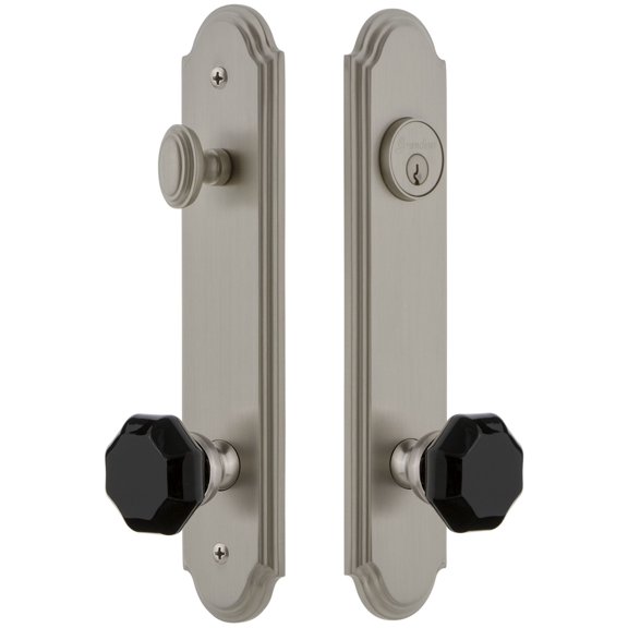 Grandeur Arc Tall Plate Single Cylinder One Piece Knobset with Lyon Knob