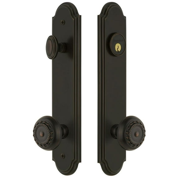 Grandeur Arcpar_Tp_Eset_238 Arc Solid Brass Tall Plate Single Cylinder Keyed Entry Set -